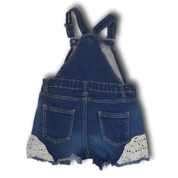 Baby Girls Bebe Toddler Lace Detail Denim Jean Overalls Size: Small- S(7/8) - Picture 5 of 5